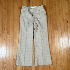 Vintage 70s Plaid Double Knit Poly Flared Dress Pants 30x28