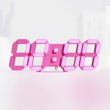 Pink LED Clock 3D Wall Clock 9.7" Table Clock for Living Room Modern Digital ...