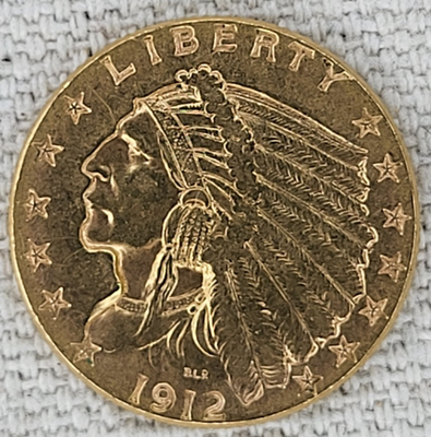 #ad 1912 $2.50 US Indian Head Gold Quarter Eagle Coin 🌟 Limited Coin $258.09