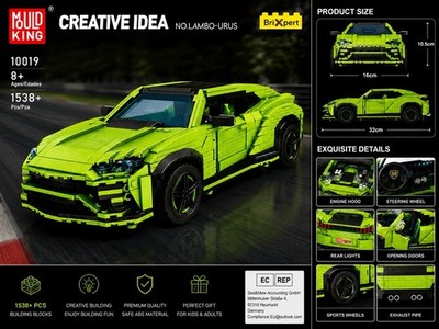Mould King NO.LAMBO-URUS Creative Idea 10019 1538+ Teile Steckbausteine Auto 8+