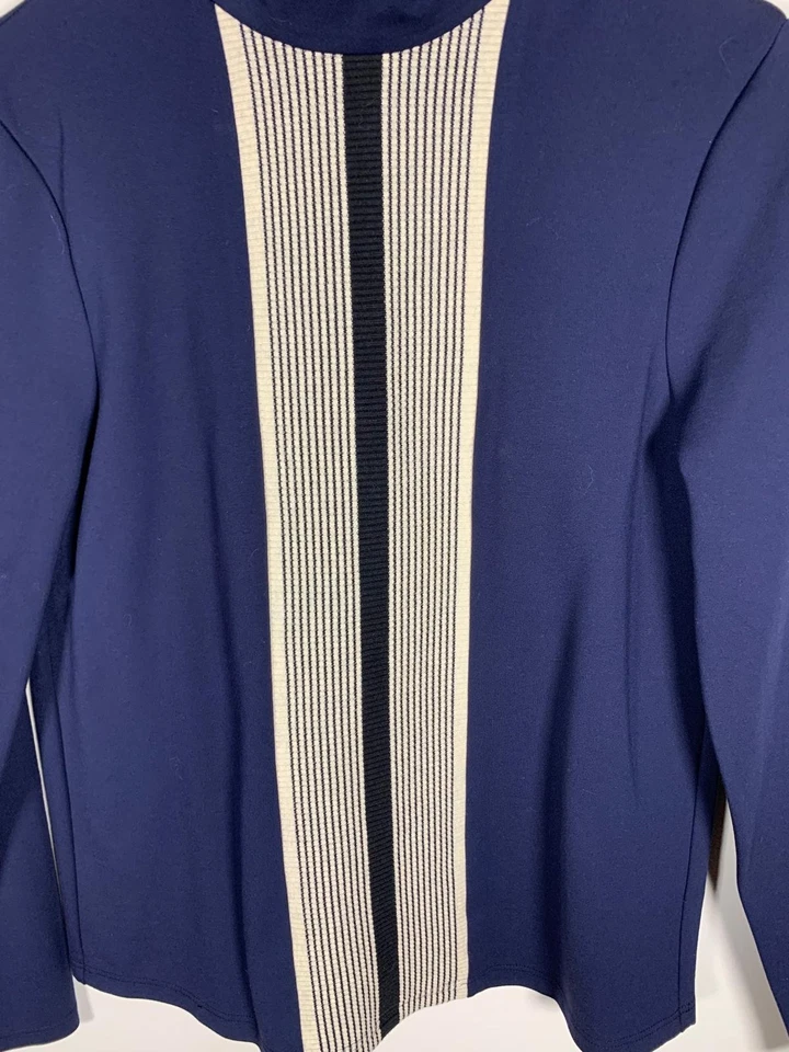 Tory Burch Sport Long Sleeve Zip-up Top - Size Medium - Dark Blue - Image 2 of 4