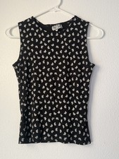 EZ Town Top Women S Black and White butterfly Vintage 90s Y2K USA Made