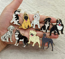 Lot 90 PCS cartoon dog mix Enamel Charms Metal Pendants DIY Earring Jewelry