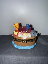 Noah's Ark Themed Trinket Box, Small Giftco Vintage Snap Lid Glossy Finish