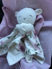 Modern Moments by Gerber Lamb Lovey Security Blanket White with Pink Flowers