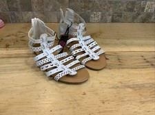 Girls Sandals Size 1 White Slip On Zip Back Summer Bobbie Brooks