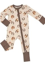NWT Angel Dear 2 way zipper romper,Lucky Horseshoes 0-3 mo
