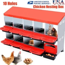Chicken Nesting Box 10 Holes Metal Chicken Egg Laying Box Rollout Egg Collection
