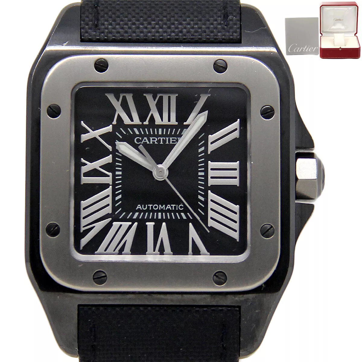 Cartier santos 100 black ceramic sale