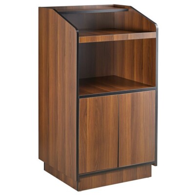 Restaurant Host Station in Walnut Laminated Wood - Hostess Podium