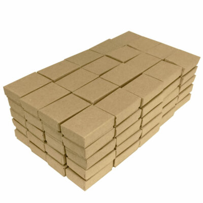 100 Brown Kraft Cotton Filled Gift Boxes Cotton Filled Box 1-7/8 x 1-1/4 x 5/8''