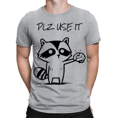 Plz Use It lustige Waschbär Gehirn Meme Witz Humor Herren Damen T-Shirts Top #TA-68