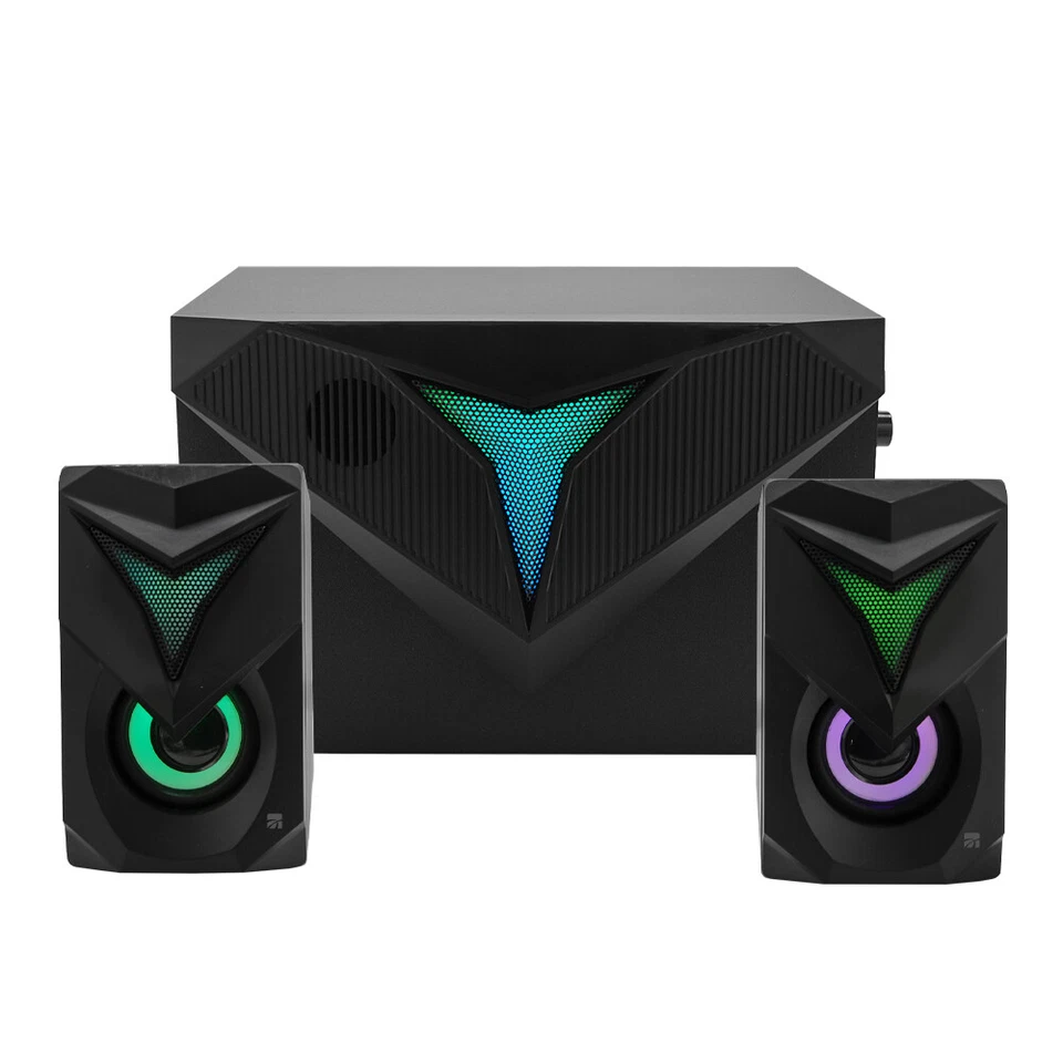 Kit Casse 2.1 con Subwoofer USB + Microfono con Support Speakers LED 90435 - Immagine 3 di 4