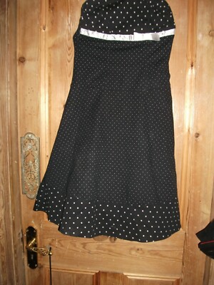 Oben Black/White Polkadot Corset Dress, Netting Skirt Lining Size 8 Goth,  1950 | eBay
