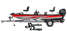 Retro White Red Tech Line Black Vinyl Graphic Decal Kit Fish Boat Wrap USA