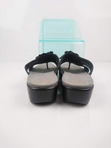 Dansko Black Patent Leather Flower Wedge Slip On Sandals Women's 37 / US 6.5 - 7 - Picture 5 of 8