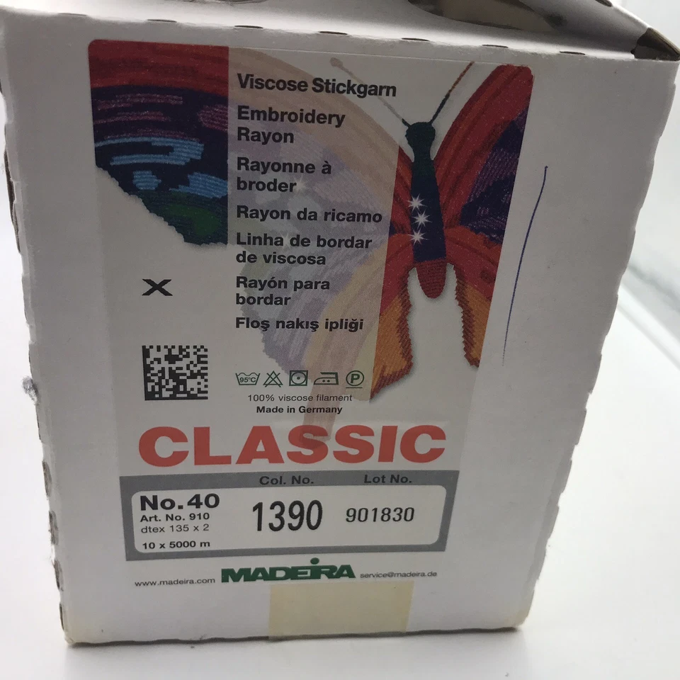 MADEIRA CLASSIC # 40 5000M New FACTORY SEALED Box OF 10 COLOR 1390 Dark Green - Image 3 of 4