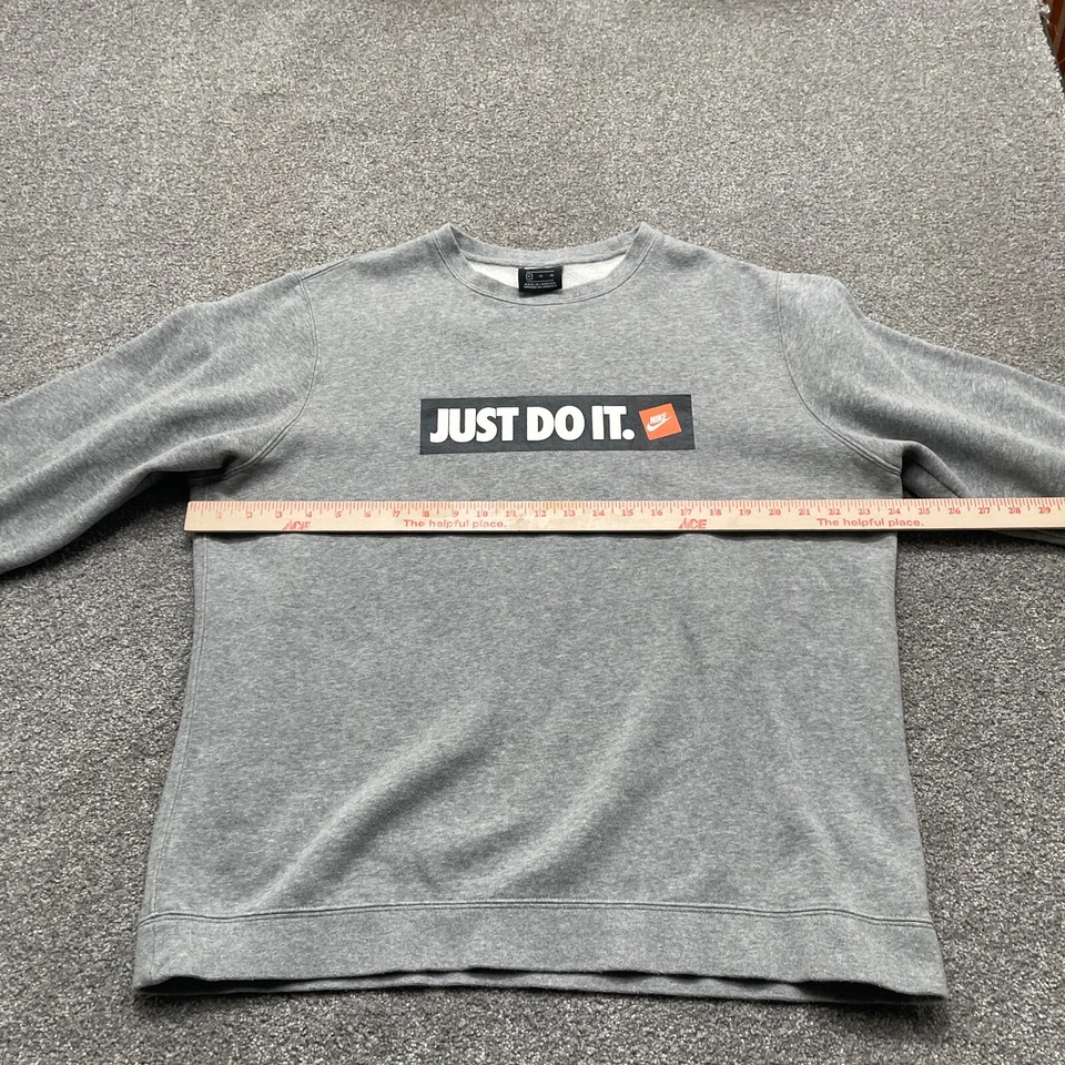 Moletom Nike adulto XL extra grande cinza Just Do It gola redonda masculino - Imagem 4 de 4