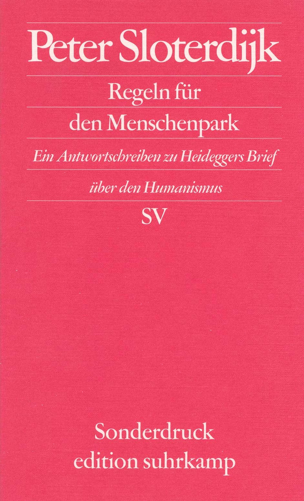 Regeln Für Den Menschenpark Peter Sloterdijk