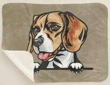 Beagle Dog Breed Peeking Puppy Dog Brown Sherpa Fleece Throw Blanket - 3 Sizes
