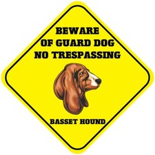 Crossing Sign Basset Hound Beware of Guard Dog No Trespassing Cross Xing Metal