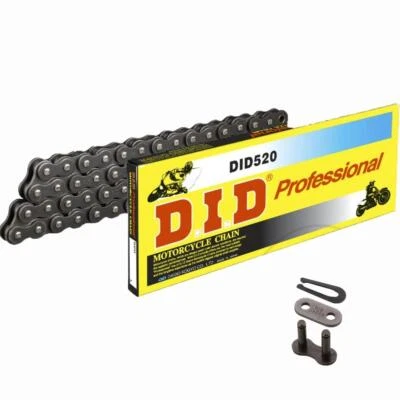 DID Motorrad Antriebskette verstärkt 520 Teilung 110 Glieder offen +Clipschloss - Bild 1 von 3