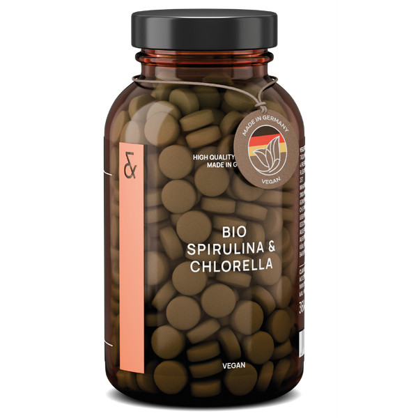 Bio Spirulina & Chlorella Algen Presslinge - 360 Tabletten A 500Mg - Vegan-image