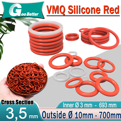 Red Silicone Rubber O Rings Metric Food Grade Cross Section 3mm , ID 3mm - 693mm