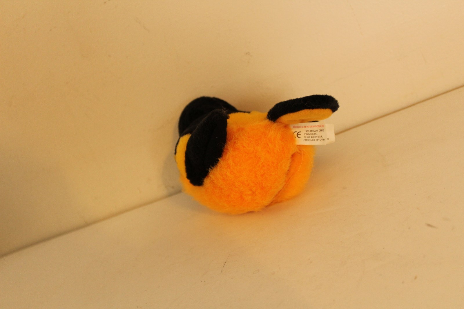 K&M International ORANGE & BLACK ORIOLE BIRD 6" Plush STUFFED ANIMAL