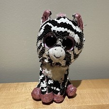 TY Flippables 6" ZOEY the Zebra Beanie Boo Color Changing Sequin Plush Toy
