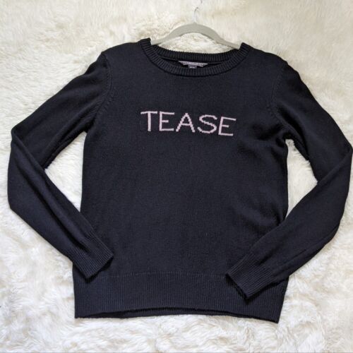 Cashmere Victoria's Secret Tease Sweater, black pink pullover, long sleeve small - Picture 1 of 12