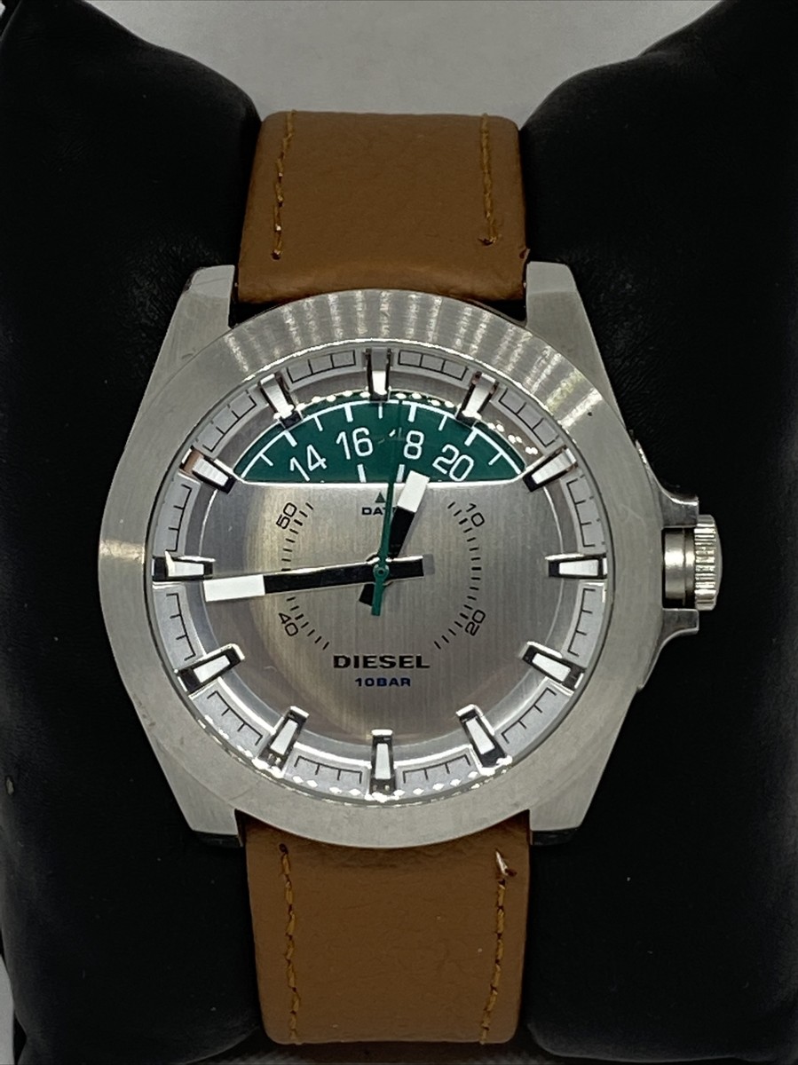 DIesel DZ-1699 Men's Brown Leather Analog Silver Dial Quartz