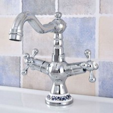 Chrome Ceramic Base 2 Cross Handles Bathroom Kitchen Bar Faucet Mixer Tap ssf668