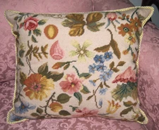 Katha Diddèl Ltd. Edition & Numbered "My Garden" Needlepoint Throw Pillow 86/300