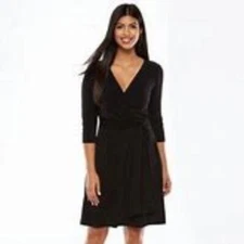 AB Studio black Faux-Wrap slinky Dress