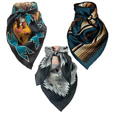 Wyoming Traders Aztec Southwest Wild Rag 34 Inch Silk Scarf Bandana 