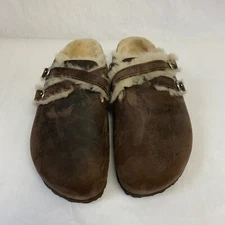 Birkenstock New w/ Box Blair Shearling Brown Oiled Leather Narrow - Select Size