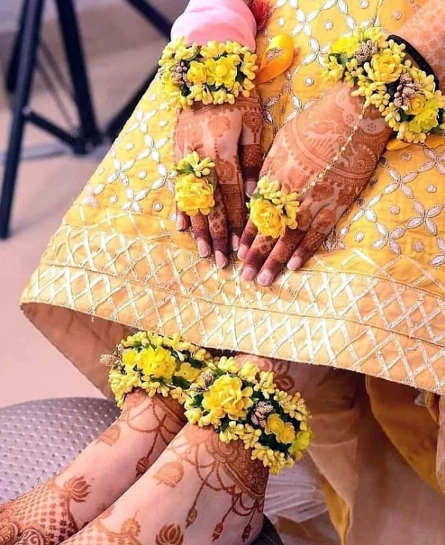 Jewelry Haldi Bangles Bridal Flower Wedding Silk Indian Thread