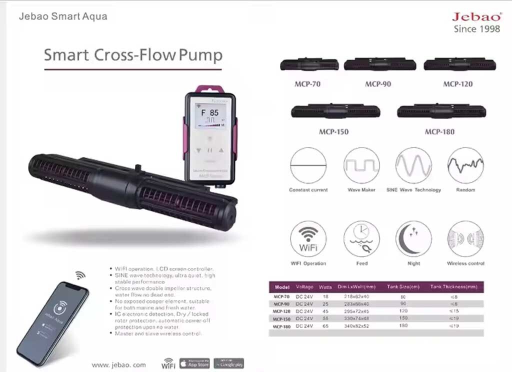 海水魚用品 Jebao Smart Cross-Flow Pump MCP-70 Jebao MCP-70 90 120 150 180 WIFI Cross Flow Pump Wavemaker with