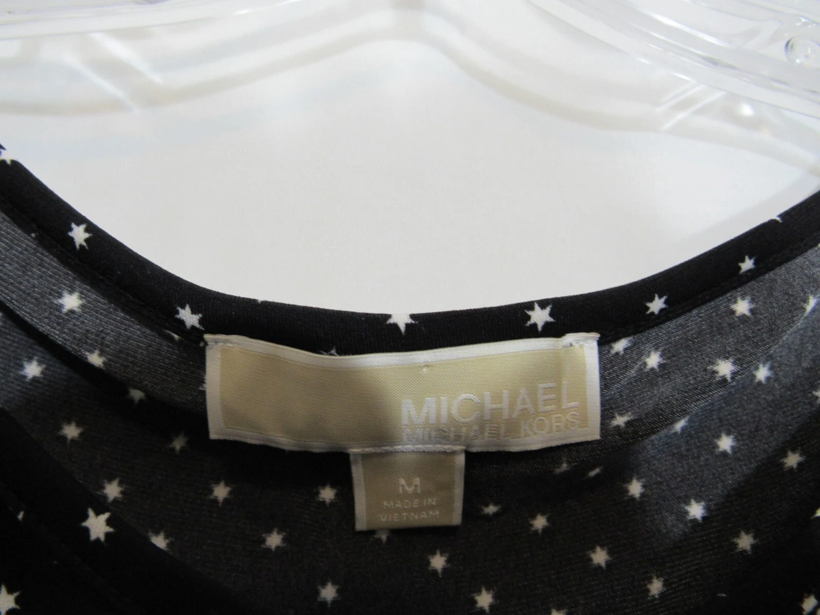 Abito Michael Kors nero stelle raccolto nodo davanti manica lunga taglia media us intime ottimeioni