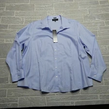 Jones New York Business Dress Shirt Womens 22W Blue Cotton Non Iron Fitted $79