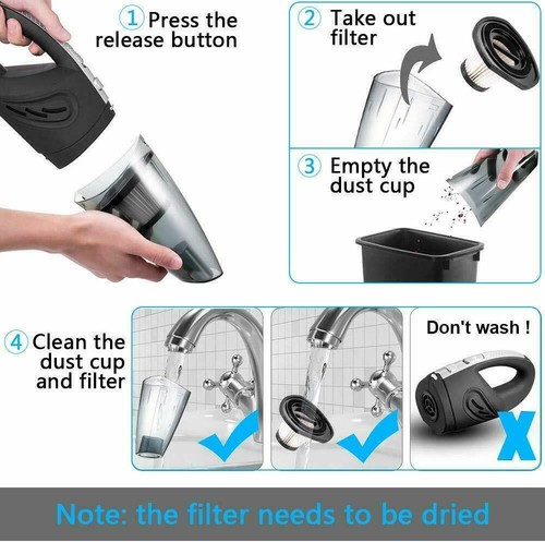Cordless Hand Held Vacuum Powerful Hoover Wet & Dry Rechargeable Car Home Office - Picture 7 of 13