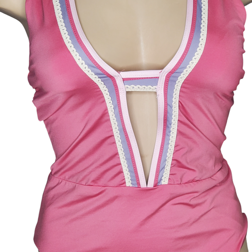 Soluna Sun Beam Womens Plunge One Piece Swimsuit Mulberry Removable Cups M NWT - Picture 4 of 5