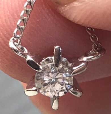 Pt900 Pt850 0.20ct Diamond Platinum Necklace JAPAN Shipping Pre 