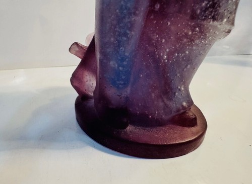 Rare Daum Pate De Verre Male Female Dancers 9” Tall Blue Mauve Violet Perfect! - Picture 6 of 9
