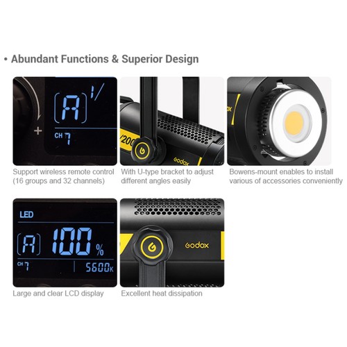 Godox FV200 200W 1/8000S High Speed Sync HSS Flash Continuous Video Studio Light - Picture 5 of 12