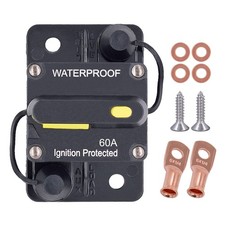 60 Amp Circuit Breaker, Manual Reset, 12V-48V DC, 60A, Waterproof, Inline, Fuse