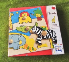 Djeco Toys My First Wooden Peg Puzzle (Jungle) 5 Chunky Jigsaw Pieces