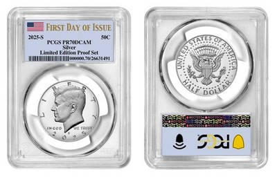 PCGS鑑定品 Kennedy Half Dollar Silver A2879 2025 S Silver Kennedy Half Dollar 50C PCGS PR70DCAM First Day of