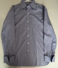 Tom Ford Dress Shirt 42/16.5 Italy Blue Micro-Check Spread Collar Long Sleeve